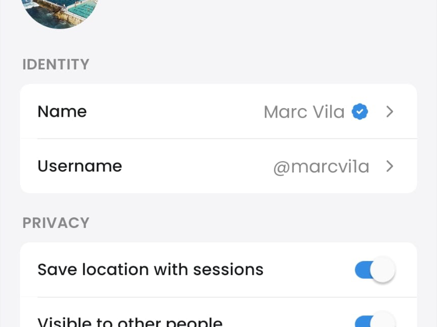 ReCold profile with name, username and privacy controls