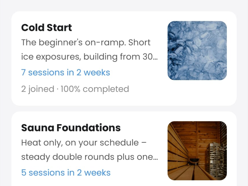 Multi-week sauna and ice bath protocols in ReCold